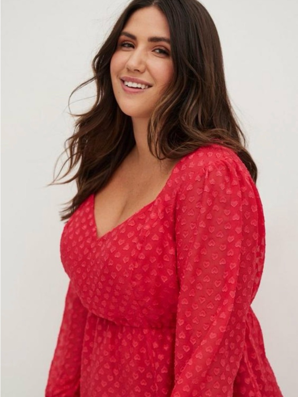 NWT Torrid Peplum Chiffon Clip Heart Blouse Size 0 12 NEW - Picture 2 of 15